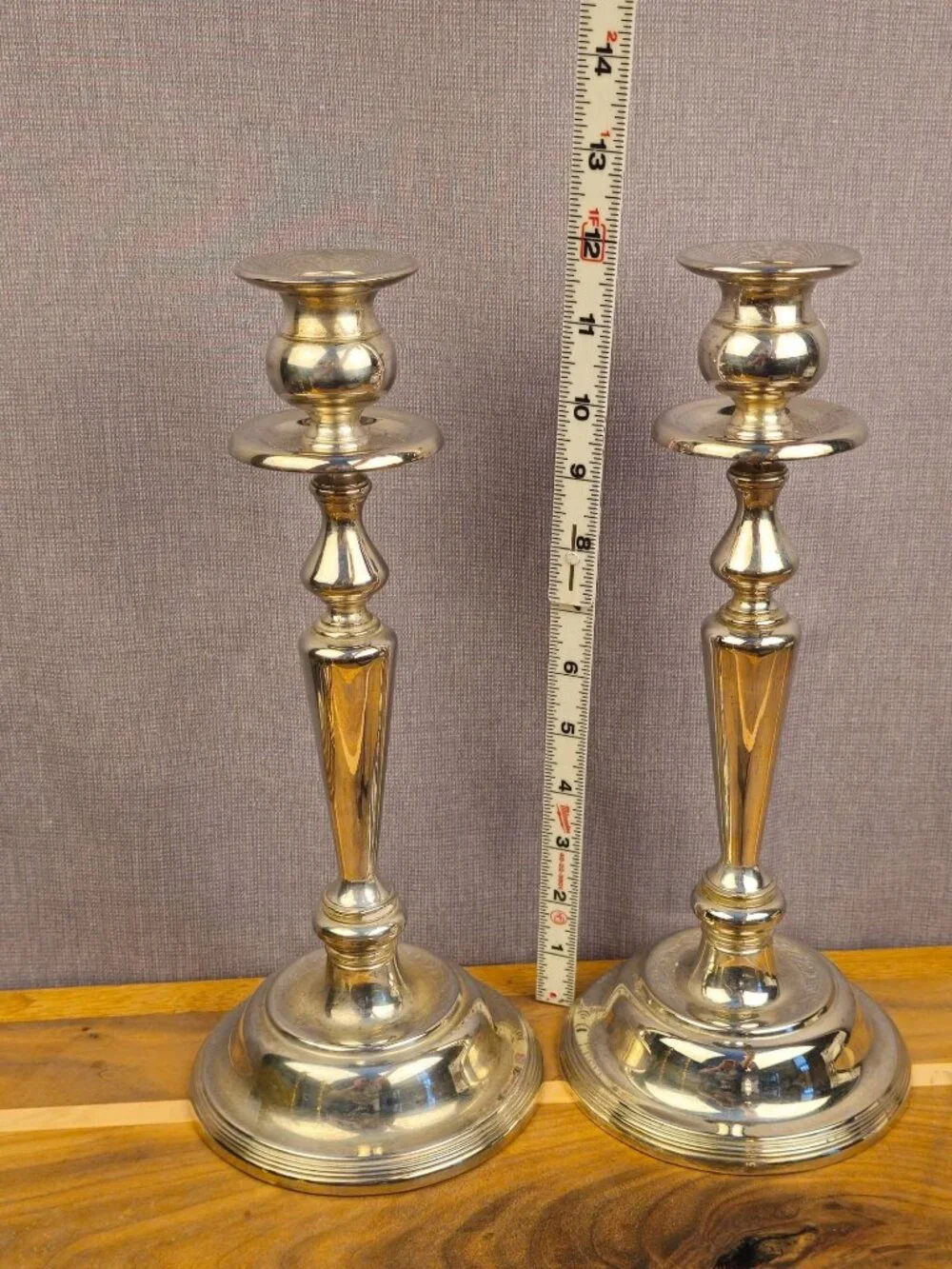 Vintage Silver-Plated Candle Holders Set Of 2 With Classic Design - 11 Inches Ta